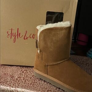 Style & Co Brown Suede Ankle Boots